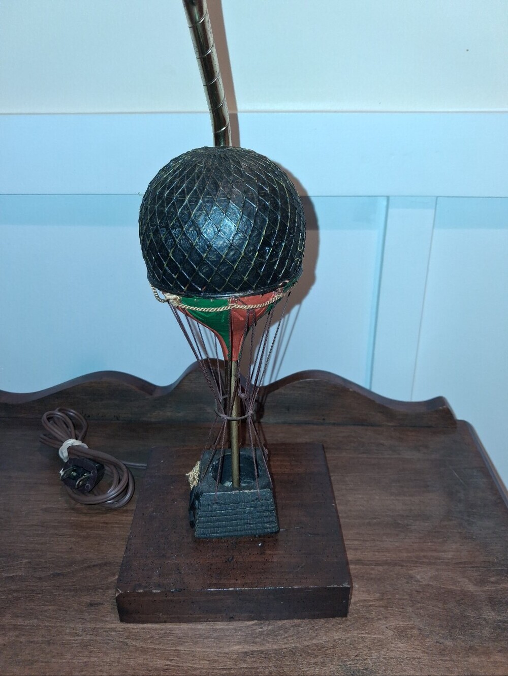 Antique Hot Air Balloon Lamp Steampunk Wooden